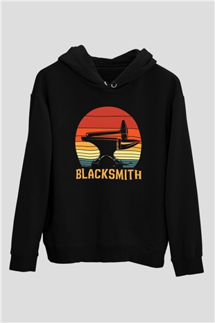 Demirci Siyah Unisex Kapüşonlu Sweatshirt