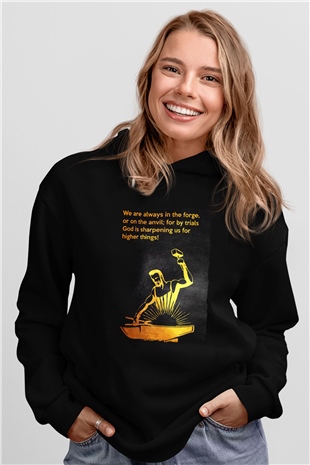 Demirci Siyah Unisex Kapüşonlu Sweatshirt