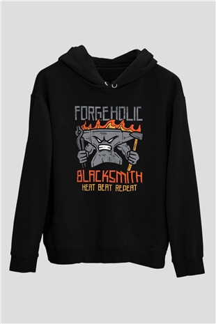 Demirci Siyah Unisex Kapüşonlu Sweatshirt