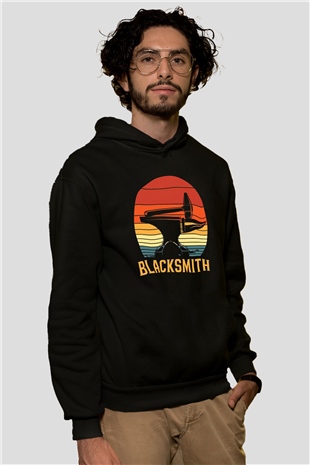 Demirci Siyah Unisex Kapüşonlu Sweatshirt