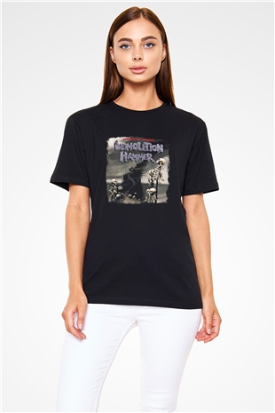 Demolition Hammer Baskılı Unisex Siyah Tişört