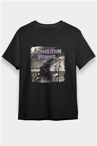 Demolition Hammer Baskılı Unisex Siyah Tişört