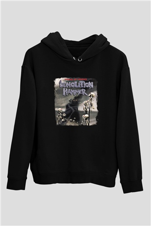 Demolition Hammer Baskılı Unisex Siyah Hoodie