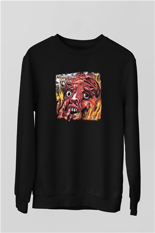 Demolition Hammer Baskılı Unisex Siyah Sweatshirt