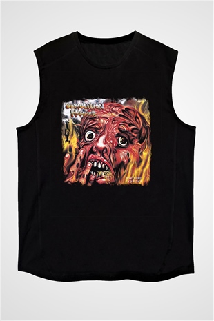 Demolition Hammer Baskılı Unisex Siyah Kolsuz Tişört