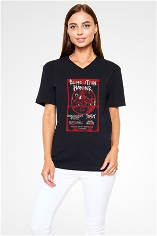 Demolition Hammer Siyah Unisex V Yaka Tişört T-Shirt