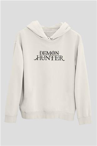 Demon Hunter Baskılı Beyaz Unisex Kapüşonlu Sweatshirt