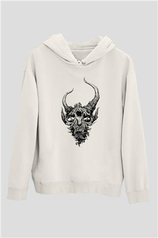 Demon Hunter Baskılı Beyaz Unisex Kapüşonlu Sweatshirt