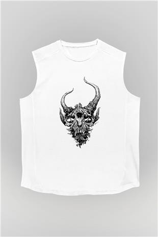 Demon Hunter Baskılı Beyaz Unisex Kolsuz Tişört - Tshirt