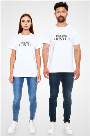 Demon Hunter Baskılı Unisex Beyaz Tişört - Tshirt