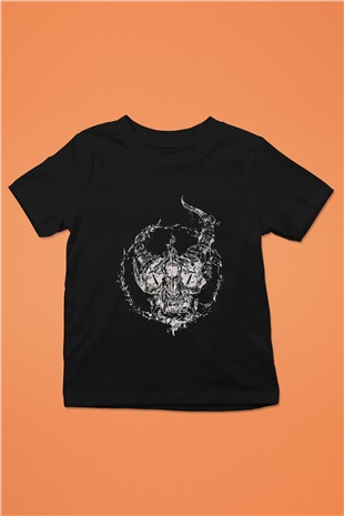 Demon Hunter Baskılı Unisex Siyah Çocuk Tişört - Tshirt