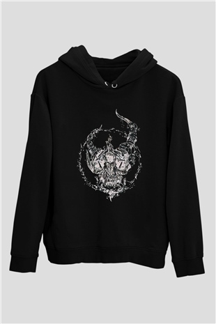 Demon Hunter Baskılı Unisex Siyah Kapüşonlu Sweatshirt