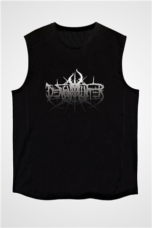 Demon Hunter Baskılı Unisex Siyah Kolsuz Tişört - Tshirt