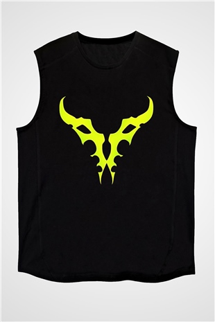 Demon Hunter Baskılı Unisex Siyah Kolsuz Tişört - Tshirt