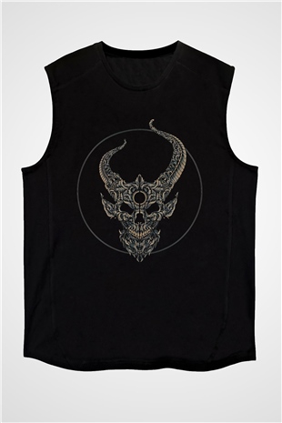 Demon Hunter Baskılı Unisex Siyah Kolsuz Tişört - Tshirt