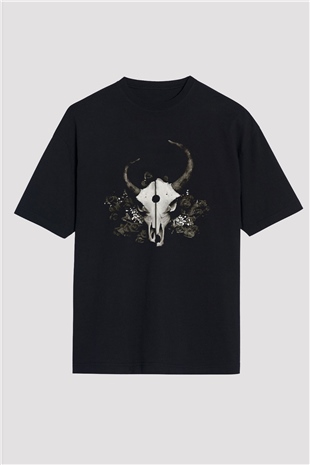 Demon Hunter Baskılı Unisex Siyah Oversize Tişört - Tshirt