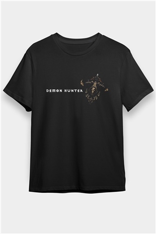 Demon Hunter Baskılı Unisex Siyah Tişört - Tshirt