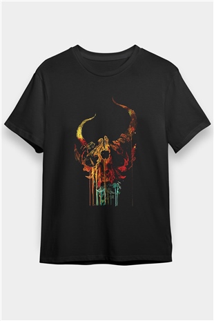 Demon Hunter Baskılı Unisex Siyah Tişört - Tshirt