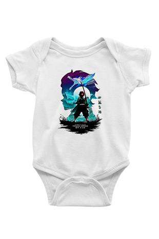 Demon Slayer Baskılı Beyaz Unisex Bebek Body - Zıbın