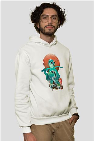 Demon Slayer Baskılı Beyaz Unisex Hoodie