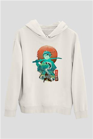 Demon Slayer Baskılı Beyaz Unisex Hoodie