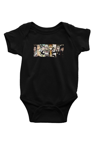 Demon Slayer Baskılı Unisex Siyah Bebek Body - Zıbın
