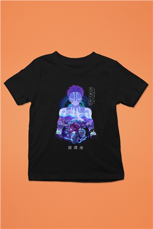 Demon Slayer Baskılı Unisex Siyah Çocuk Tişört - Tshirt