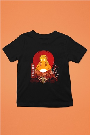 Demon Slayer Baskılı Unisex Siyah Çocuk Tişört - Tshirt