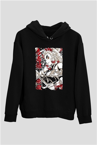 Demon Slayer Baskılı Unisex Siyah Hoodie