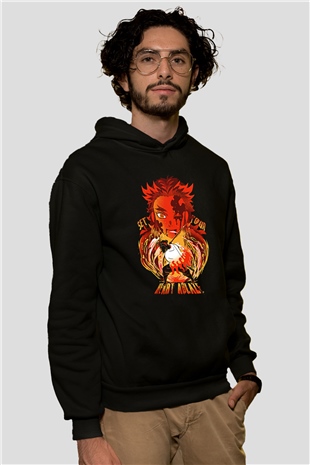 Demon Slayer Baskılı Unisex Siyah Hoodie