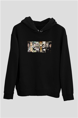 Demon Slayer Baskılı Unisex Siyah Hoodie