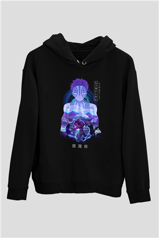 Demon Slayer Baskılı Unisex Siyah Hoodie