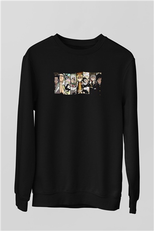 Demon Slayer Baskılı Unisex Siyah Sweatshirt