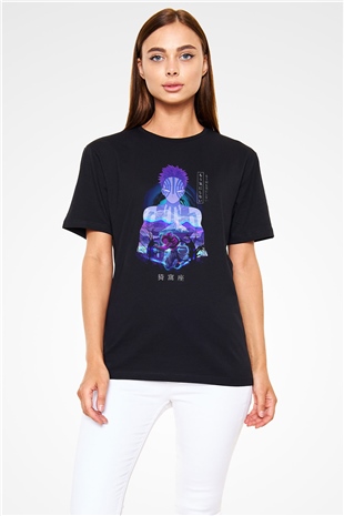 Demon Slayer Baskılı Unisex Siyah Tişört - Tshirt