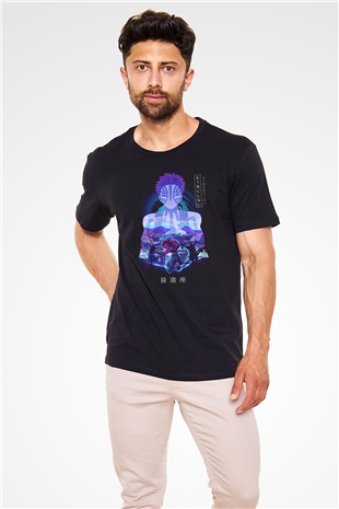Demon Slayer Baskılı Unisex Siyah Tişört - Tshirt