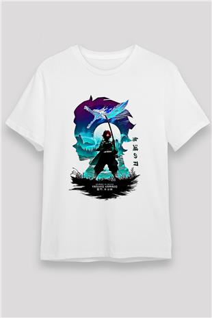 Demon Slayer Unisex Baskılı Beyaz Tişört - Tshirt