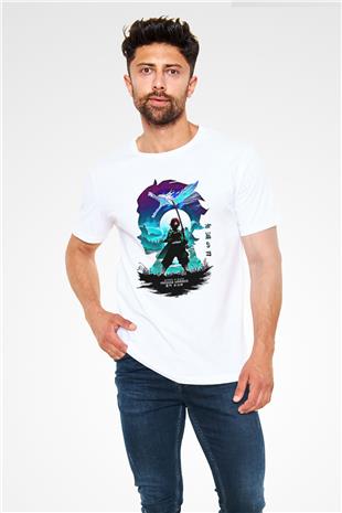 Demon Slayer Unisex Baskılı Beyaz Tişört - Tshirt