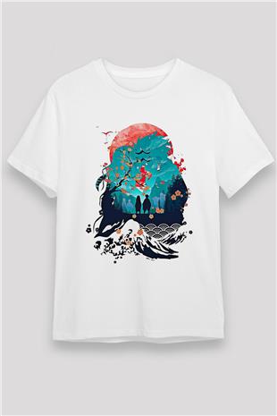 Demon Slayer Unisex Baskılı Beyaz Tişört - Tshirt