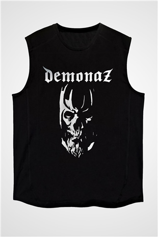 Demonaz Baskılı Unisex Siyah Kolsuz Tişört