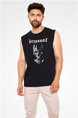 Demonaz Baskılı Unisex Siyah Kolsuz Tişört