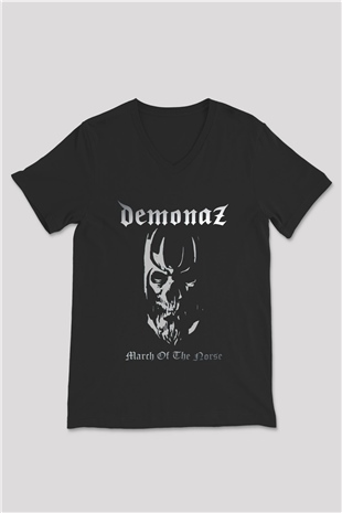 Demonaz Siyah Unisex V Yaka Tişört