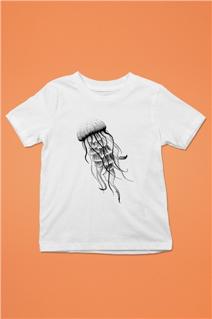 Deniz canlıları Baskılı Beyaz Unisex Çocuk Tişört