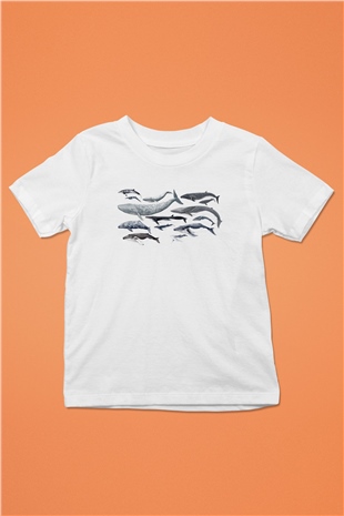 Deniz canlıları Beyaz Unisex Çocuk Tişört