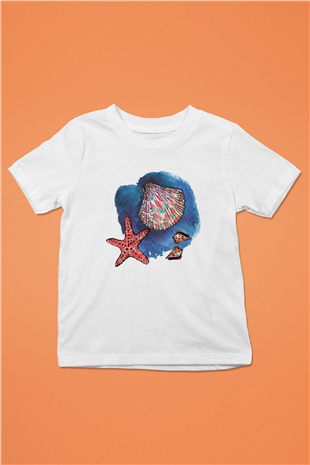 Deniz canlıları Beyaz Unisex Çocuk Tişört