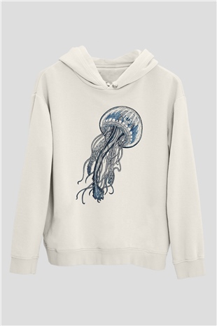 Deniz canlıları Beyaz Unisex Kapşonlu Sweatshirt