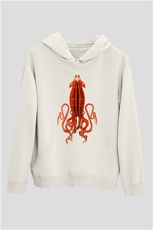 Deniz canlıları Beyaz Unisex Kapşonlu Sweatshirt