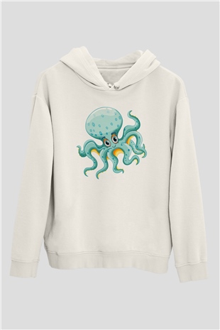 Deniz canlıları Beyaz Unisex Kapşonlu Sweatshirt