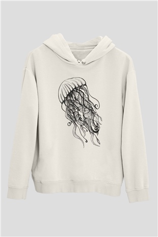 Deniz canlıları Beyaz Unisex Kapşonlu Sweatshirt