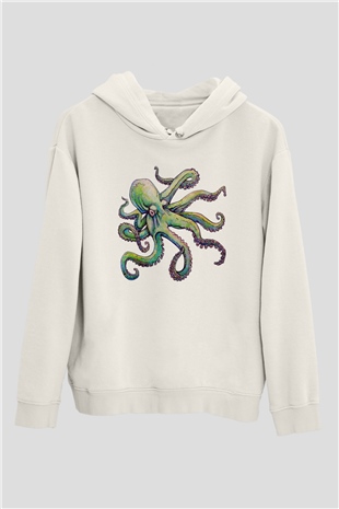 Deniz canlıları Beyaz Unisex Kapşonlu Sweatshirt