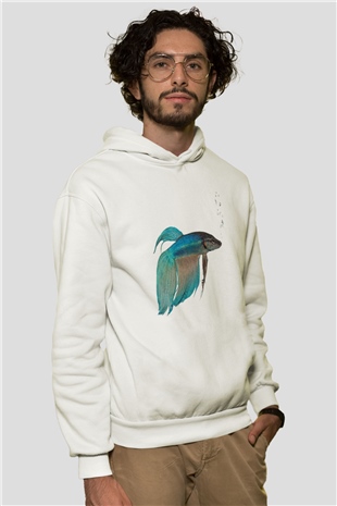 Deniz canlıları Beyaz Unisex Kapşonlu Sweatshirt